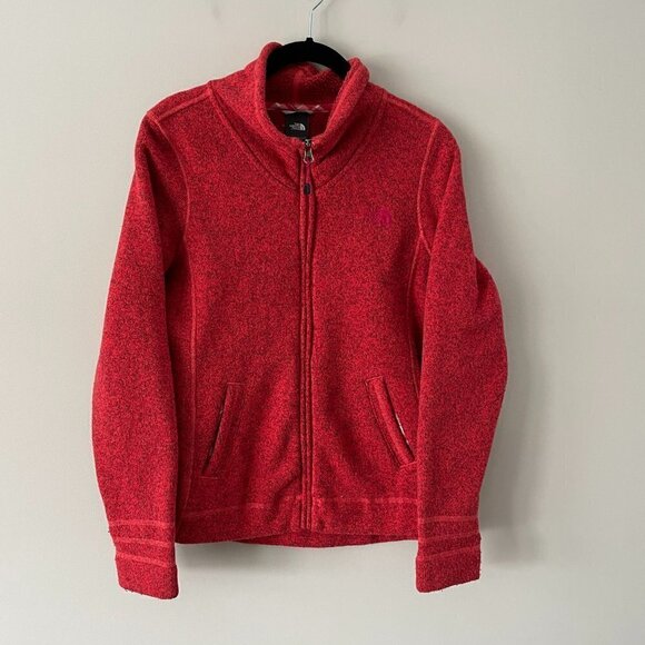 The North Face Full Zip Mock Neck Casual Outdoor Fleece Basic Jacket Red Small - Picture 2 of 9